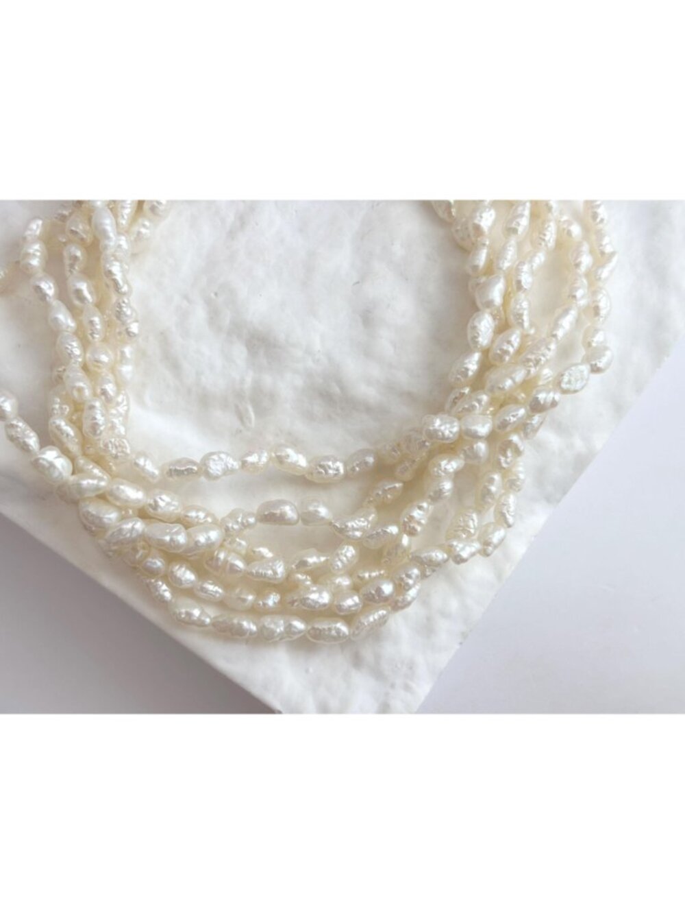 Multi Strand Genuine Rice Pearl Vintage Beaded 6 Strand Bracelet - 8" - Picture 15 of 16